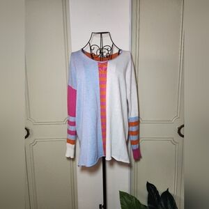 Zaket & Plover Cashmere And Cotton Colorful Striped Sweater